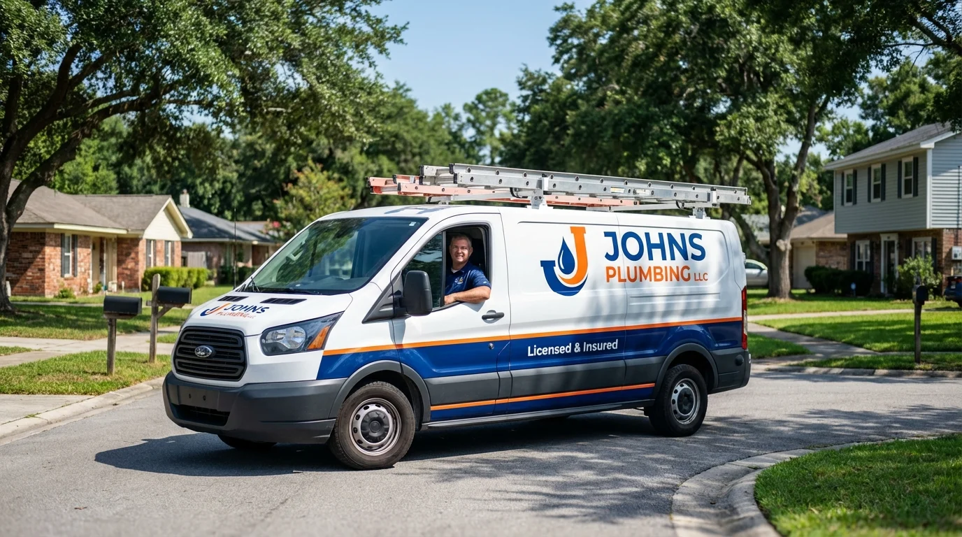 Johns Plumbing LLC service van in Galesburg, MI