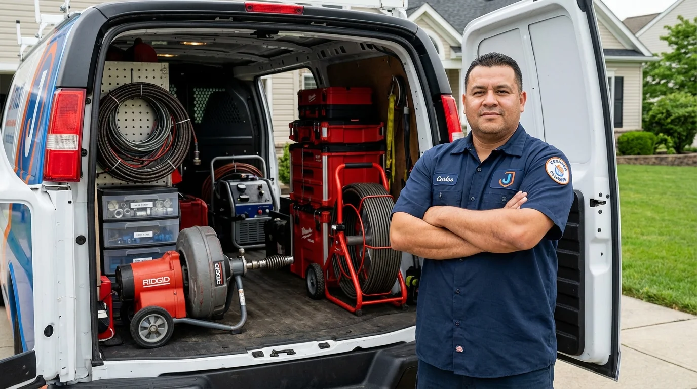 Professional drain cleaning equipment and Johns Plumbing LLC plumber in Galesburg