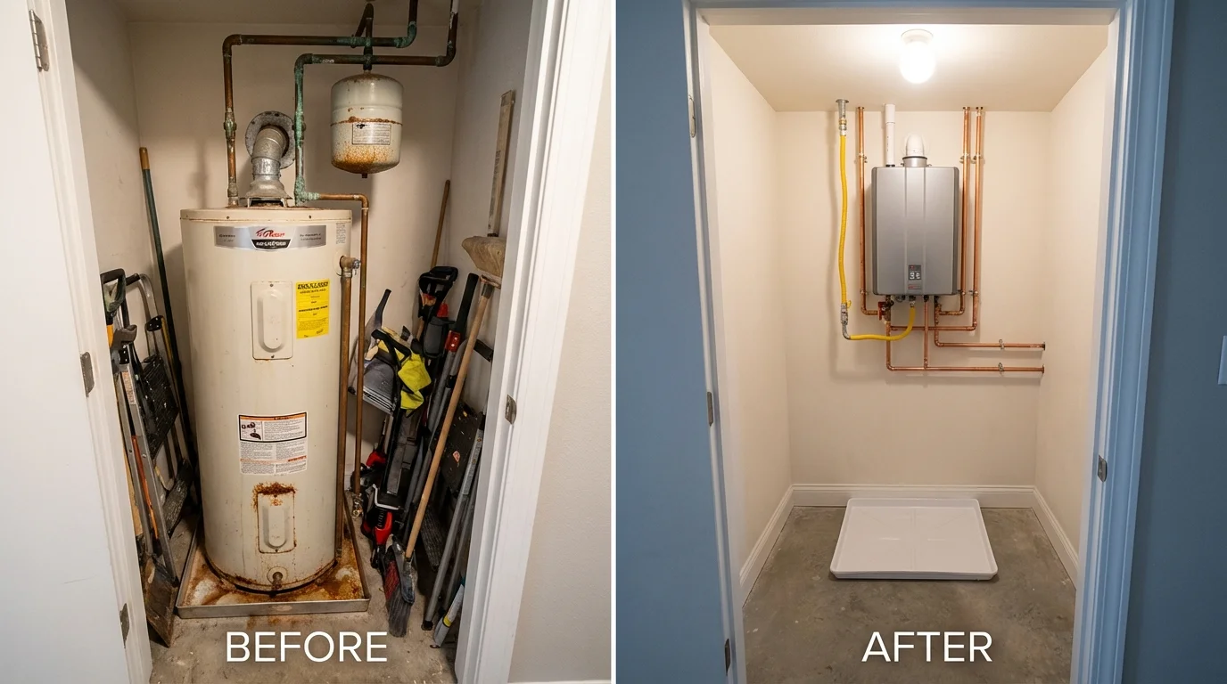 Tank water heater versus wall-mounted tankless unit comparison for Galesburg, MI homeowners